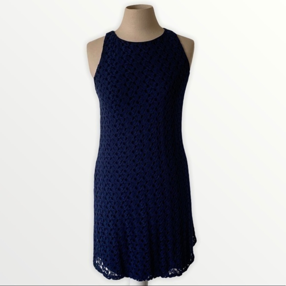 Navy blue lace mini‎ dress